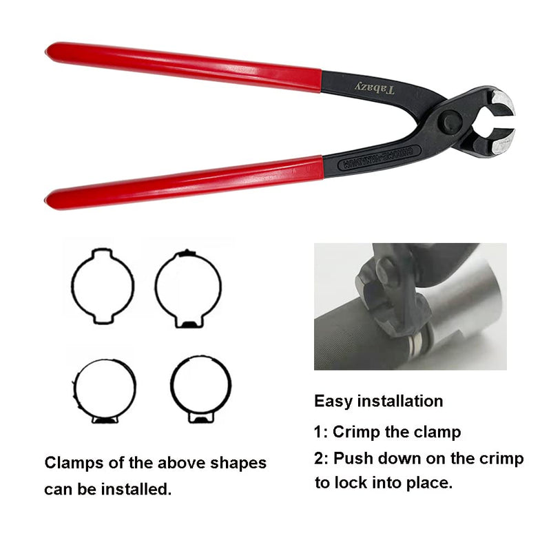 Ear Clamp Pliers with 12pcs Single Ear CV Boot Clamps Band Tool Kit, Ear Clamp Pincer, Ear-Type Clamp Crimp Hand Tool Ear Type CV Joint Axle Boot Clamp Pliers Tool for Auto ATV UTV