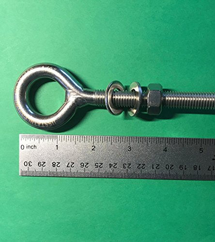US STAINLESS 2 Pieces Stainless Steel 316 M12 Eye Bolt 12mm x 120mm (1/2" x 4 3/4") Marine Grade Pitch of 1.75