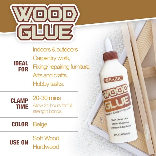BAZIC Products Wood Glue, 8 Fl Oz 8oz 1-Pack