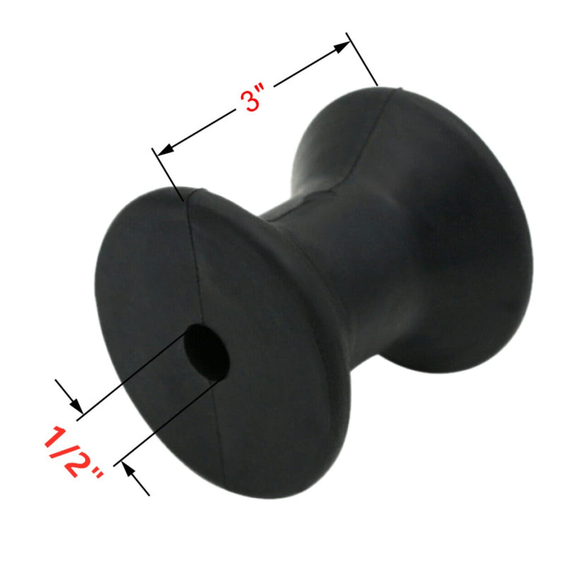 3" Width Boat Trailer Bow Stop Roller by 1/2" Shaft Non Marking Rubber