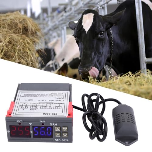 STC-3028 Digital Temperature Controller – Dual Display Thermostat for Refrigeration & Heating Equipment, 0-100℃ Range with Integrated Sensor(12V) 12V
