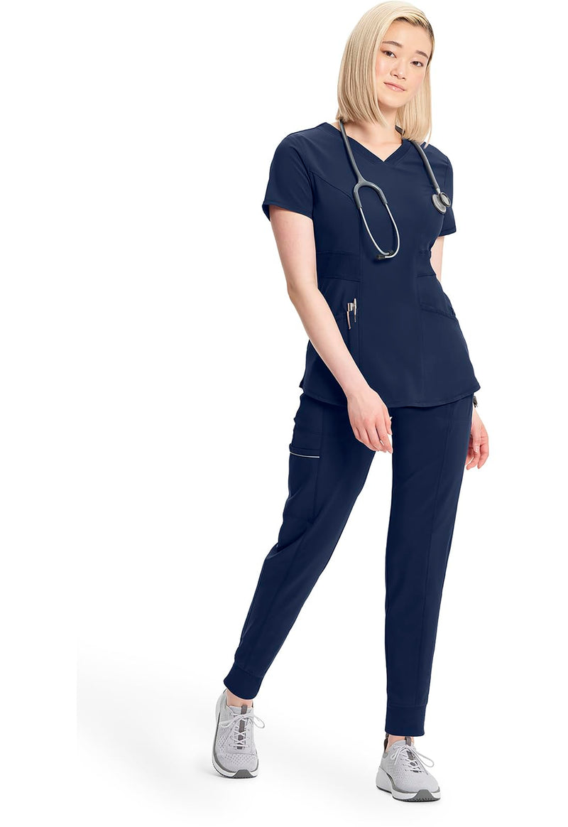 Infinity Cherokee V-Neck Women's Nurse Scrub Top, 4-Way Stretch, Superior Performance and Comfort CK623A Large Navy