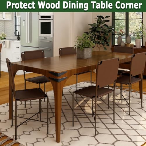 Farmhouse Metal Corner Brackets Decorative Wood Table 6.1" Matte Black Corner Protectors for Retro Industrial Wood Dresser Nightstand TV Stand Bed Frame(Height:1.3") 4Pcs Height:1.3" Length:6.1"