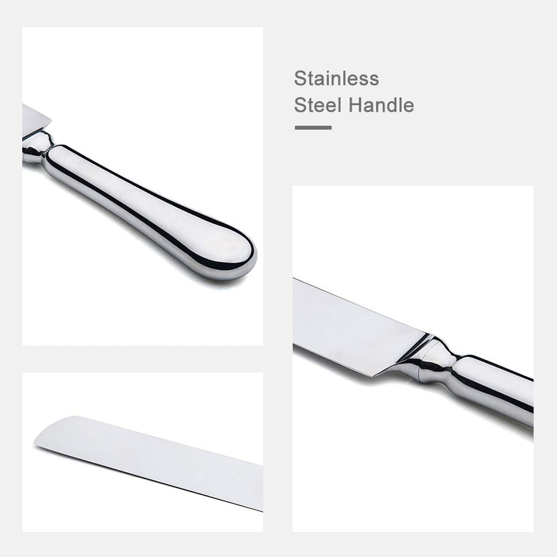 2 Piece Wedding Cake Knife and Server Set,18/10 Stainless Steel Cake cutting Set Pie Server Cake Cutter Knife for Birthday,Anniversary,Holiday,Baby Shower,Party Baguette Stainless Steel-B