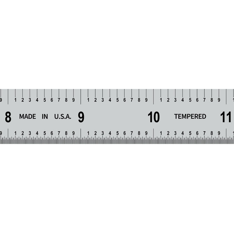 PEC Tools Metal Ruler, Machinist Rule with Satin Chrome Finish, Decimal/Metric Graduation (1/10", 1/100", 1mm, 0.5mm), 18"/450mm Flexible Steel Ruler, Trusted by Professionals, Made in USA
