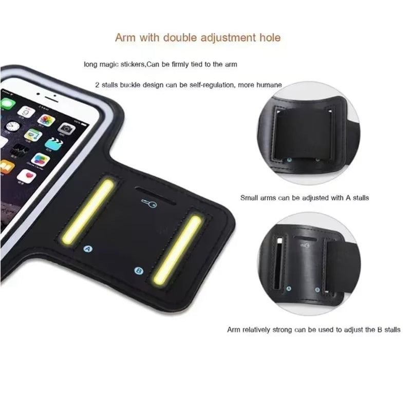 5.5inch Outdoor Sports Mobile Phone Armband Smartphone Key Holder Gym Running Phone Bag Arm Band Cases for Samsung iPhone Holder (Black) black