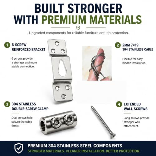 DAMILA 304 Stainless Steel Heavy Duty Hidden Furniture Anchors 4 Pack