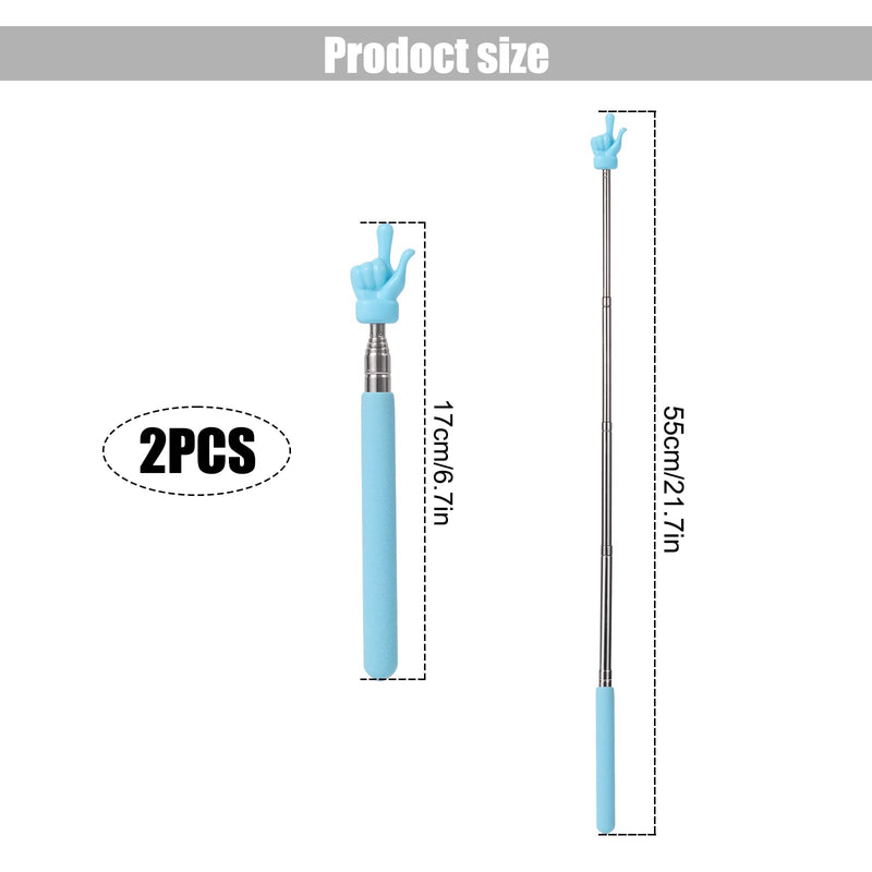 2pcs Retractable Teachers Pointer Stick, Telescopic Teachers Pointer for Classroom Presentation Whiteboard Extendable Pointing Stick for School Kindergarten (Green, Blue)