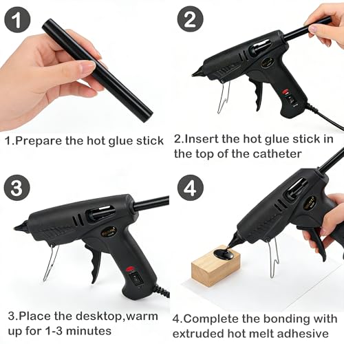 Hot Glue Gun Sticks: Black Full Size 0.43" X 7.9" for DIY Lovers - 24 Pack High Adhesion for Home Craft, Birthday Christmas Greeting Card, Fabric & Jewelry Making with Storage Box