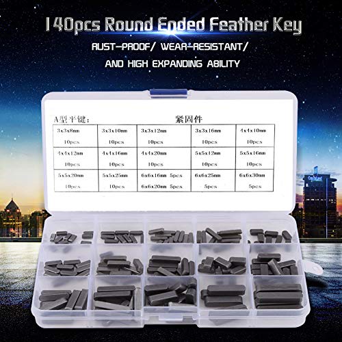 Watris Veiyi Parallel Square Stock Key, 140PCS Shaft Feather Key