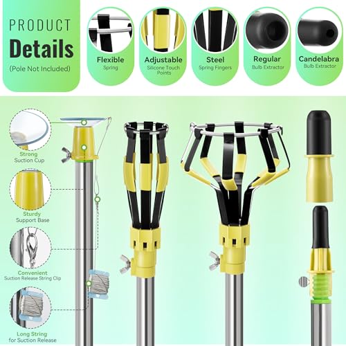 Dreyoo 4 Pcs Light Bulb Changer Set, Suction Cup & Cage Changer, Yellow