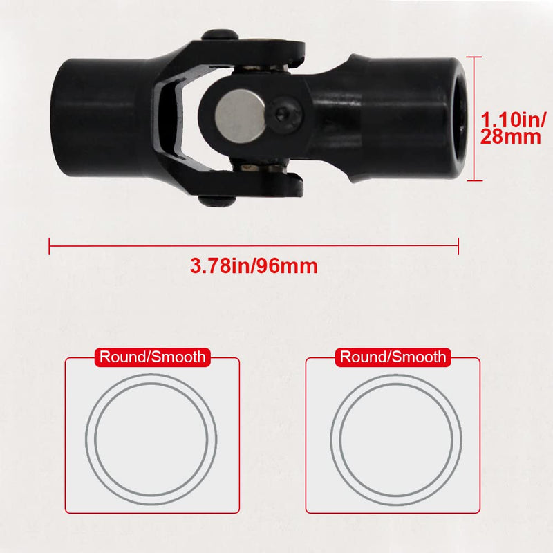 COOL STAR Single Steering Joints 3/4" Round x 3/4" Round Smooth Round U-Joint Shaft 96mm 35° Degree Black 3/4" Round × 3/4" Round 96mm