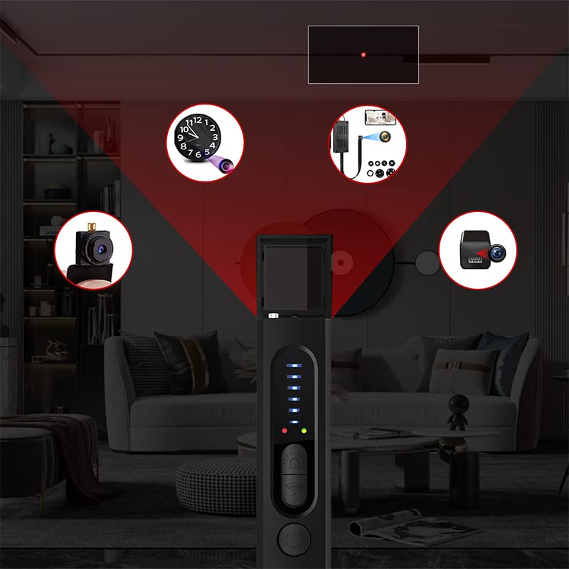 OVWE Hidden Camera Detectors,Spy Camera Detector,Hidden Bug and GPS Tracker Finder, Privacy Protector, 5 Levels Sensitivity 4 Modes, 25H Working Time