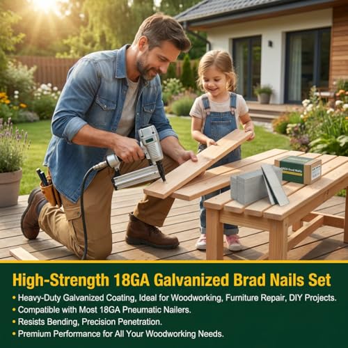 2500PC 2Inch 16 Gauge Galvanized Brad Nails, Finish Nails for RYOBI P326/P325/P326K/P326-PBP005 16GA Pneumatic & Cordless Brad Nailer