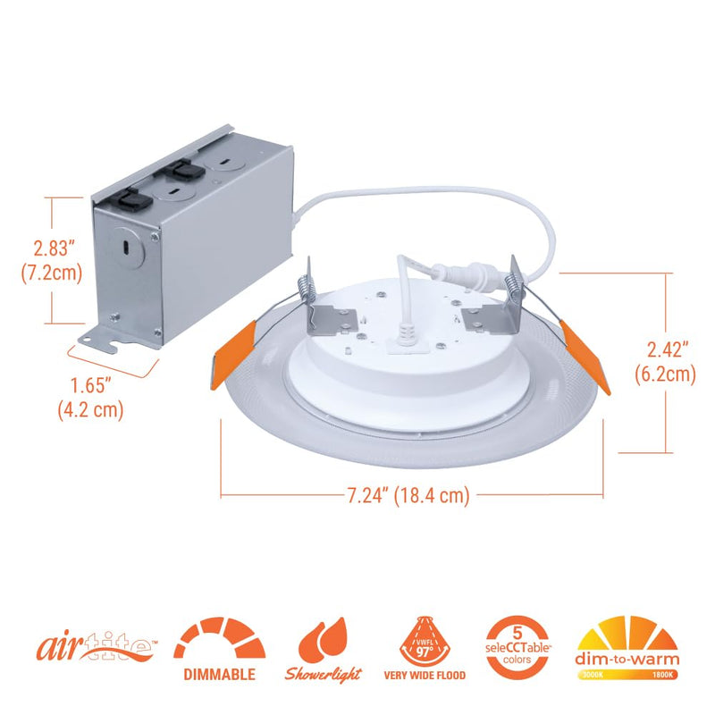 HALO RL 6 in Recessed LED Canless Dual Mode Night Light and Downlight, 1000 Lumens, Selectable CCT 2700K-5000K, Dim to Warm Technology, Matte White - RLNL6109FSD2W1EWHDM 5 CCT with Dim to Warm 6 Inch