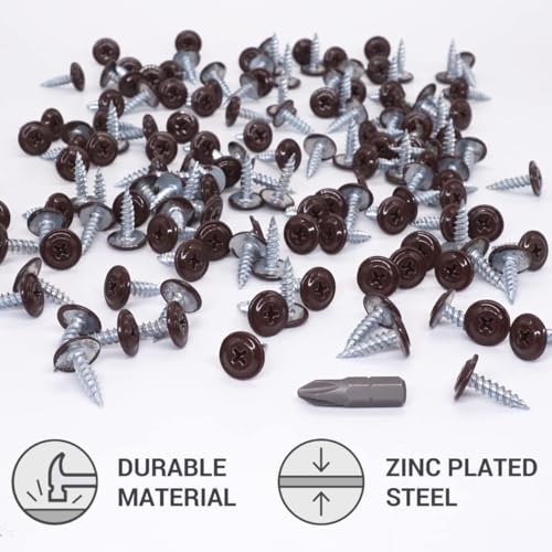 (Pack of 300) Painted 1-21/32" x 5/8" (4.2 x 16 mm) Self Tapping Wood Screws, Metal Screw, Modified Truss Head, Chocolate Brown RAL 8017 1-21/32" x 5/8" (4.2 x 16 mm)