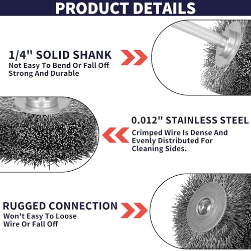 5 Pack 2 Inch Wire Wheel Brush for Drill Attachment 5