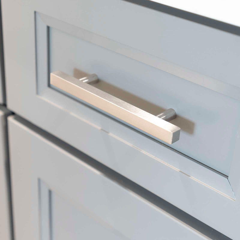 Modket Euro Bar Cabinet Handle Pull 304 Stainless Steel — 6" Overall Length, 3-3/4" (96mm) Hole Centers, Brushed Nickel— 10-Packs 6" Length (3-3/4" [96mm] Hole Center)