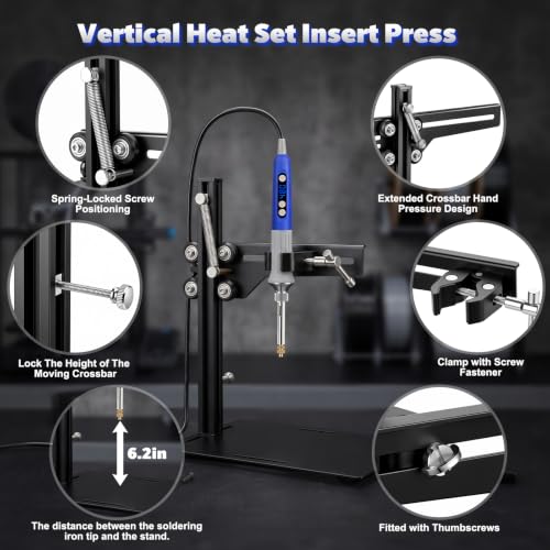 Vertical Heat Set Insert Tool with 80W Soldering Iron for 3D Printing