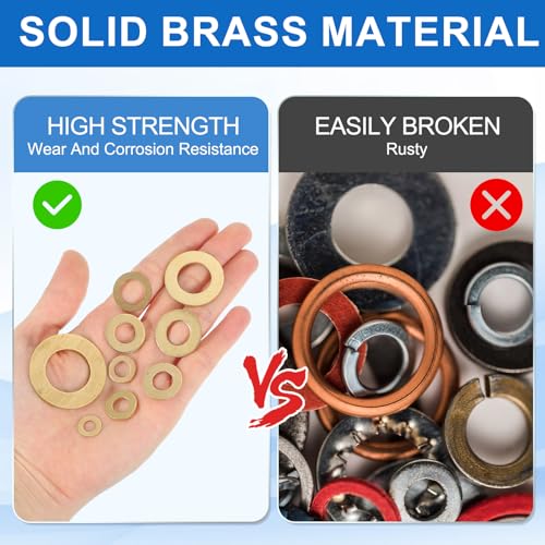 MECCANIXITY 3 Pack Brass Flat Washer, M33 Copper Washers Crush Washer Kit Assortment, 33mm ID, 59mm OD, 3mm Thick for Bolts Screws Machinery Repair, Outdoor Construction 2 5/16" OD x 1 5/16" ID x 3mm