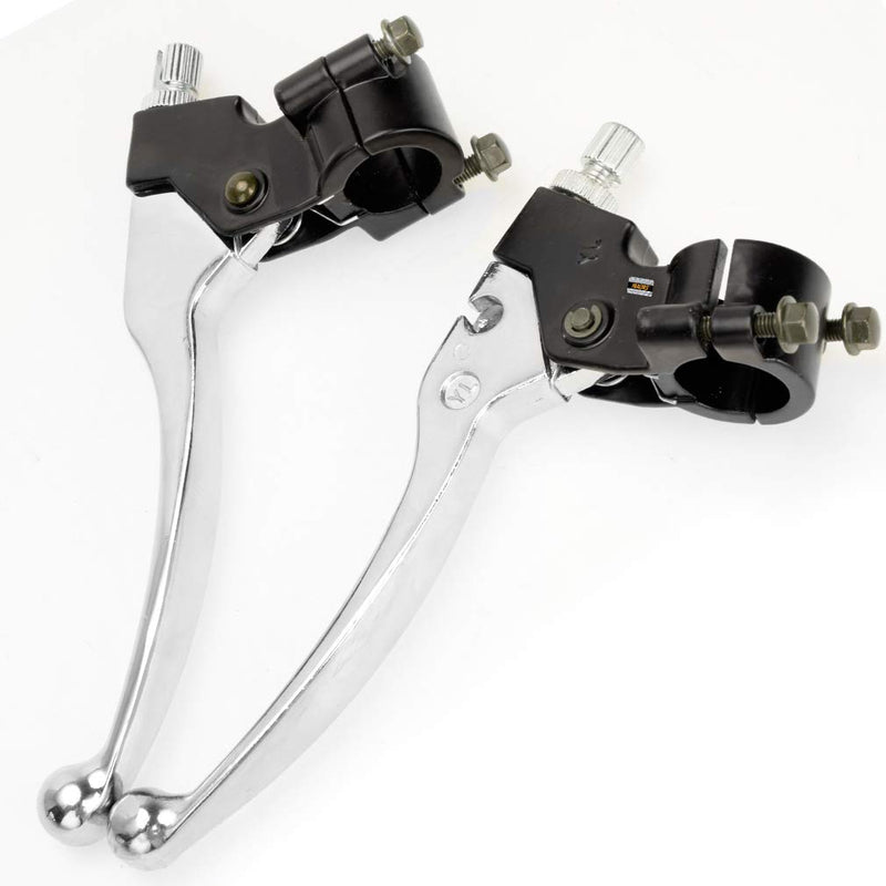 HIAORS Silver Left Right 7/8" 22mm Clutch Brake Handle Levers Perch for XR80 XR100 CRF70 CRF70F CRF80 CRF100 XR200r CRF450R XR100 XR250 Xtreme 125cc Chinese 110cc Pit Dirt Motor Bike Motocross
