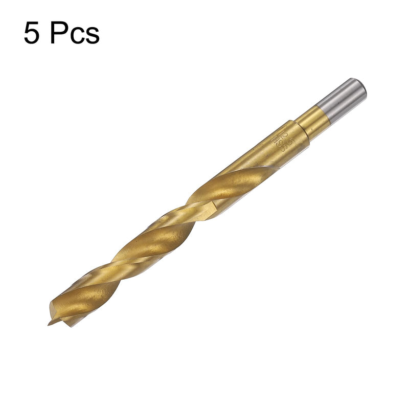 HARFINGTON 5pcs Brad Point Drill Bits 12.5mm(31/64") Dia HSS4241 Straight Round Shank Metric Brad Point Spiral Twist Drill Bits for Carpenter Woodworking Plastic Rubber, Golden 12.5mm(31/64") 5
