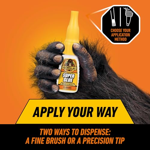 Gorilla Super Glue, Brush and Nozzle Two-Way Applicator, Clear, 12 g 1 - Pack