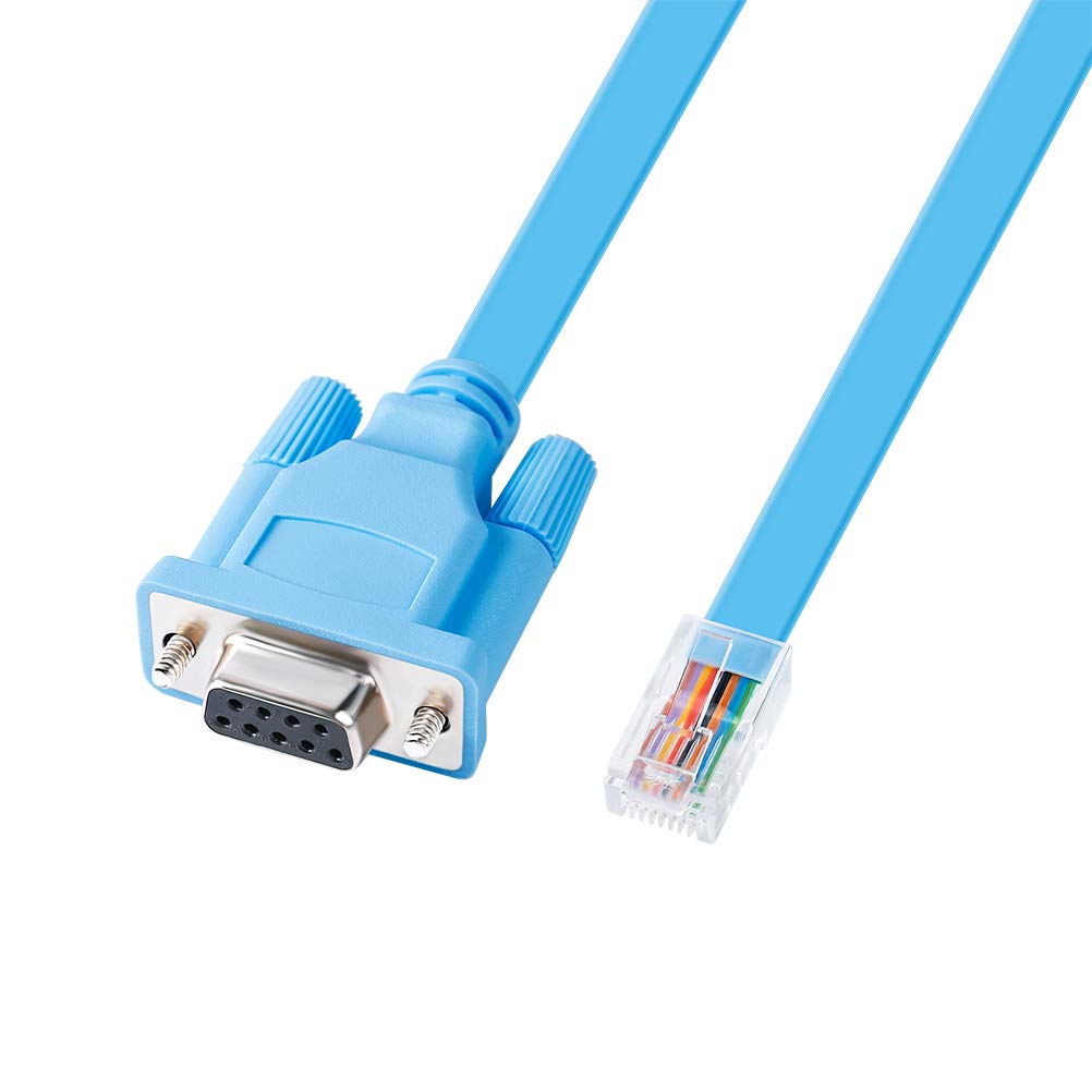 DTECH DB9 to RJ45 Console Cable Cisco Device Management Serial Adapter (6 Feet, Blue)