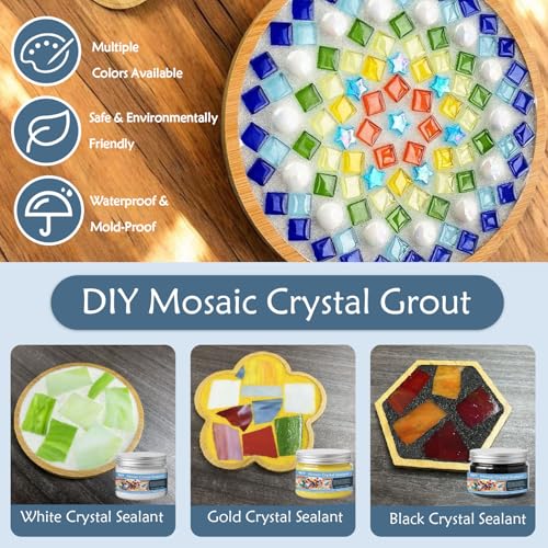 Black Mosaic Crystal Grout 200g, Mosaics Tile Tools, No Need to add Water, Direct caulking, Mosaic Crystal Sealant for All Tiles & Surfaces Black