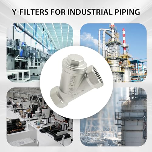 3/4 Inch Female Y-Strainer Industrial Piping, 304 Stainless Steel Valve Connector, Y Strainer for Removes Water Oil and Gas Contaminants 3/4 Inch