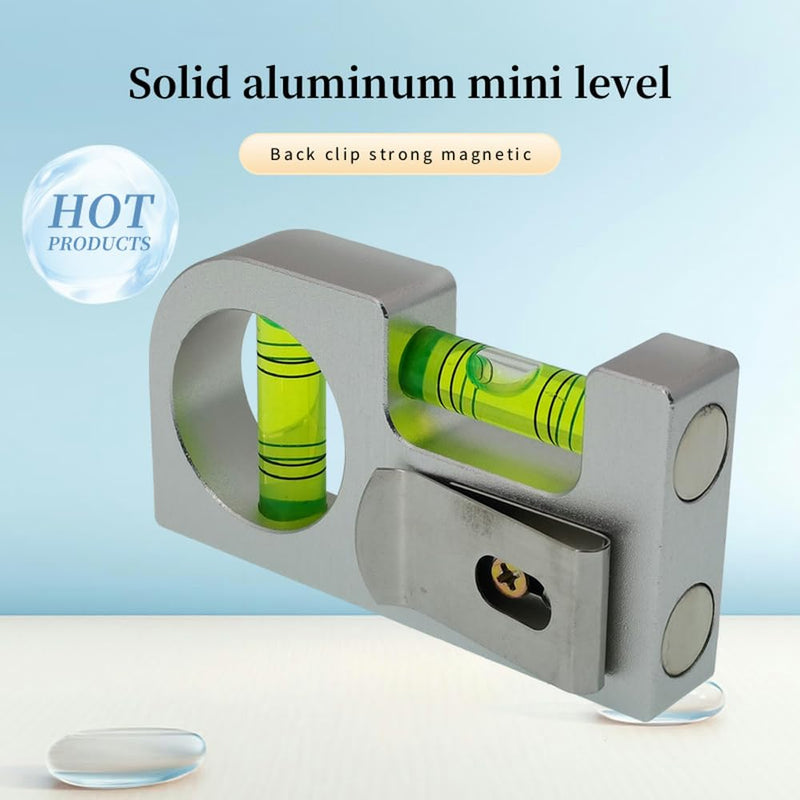 Solid aluminum alloy Mini level ruler portable mini level bubble meter with magnetic function TV stand installation (Silver Green) Silver Green
