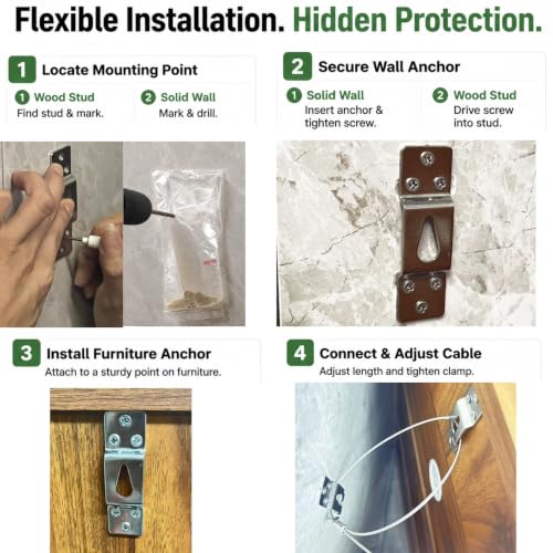 DAMILA 304 Stainless Steel Heavy Duty Hidden Furniture Anchors 4 Pack