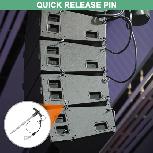 M METERXITY 2-Pack T Handle Lock Pins, 1/4"(6mm) Dia. 3-15/16"(100mm) Usage Length Push-Button Quick Release Locking Pins W Lanyard Cable for Speaker/Aviation/Gym/Machine [304 Stainless Steel] 1/4" x 3-15/16"