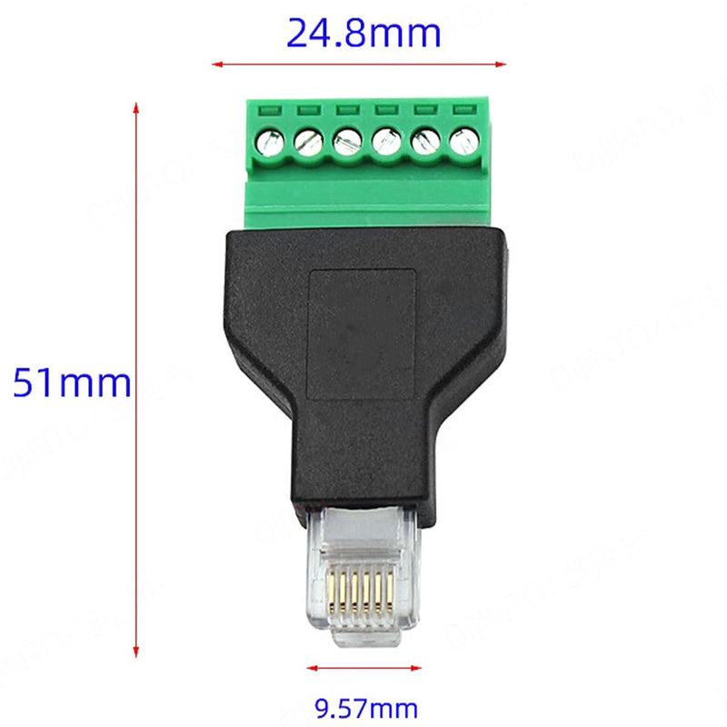 5Pcs RJ11 Male to 6 Pins Screw Terminal Block Adapter for Cat3 Telephone Handset Cords Extender, RJ12 6P6C Modular Connector 5