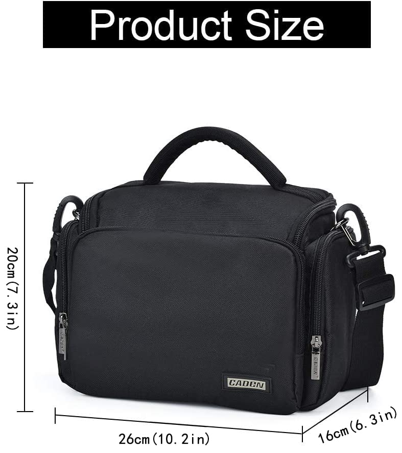 CADeN Camera Shoulder Crossbody Bag Case Compatible for Nikon, Canon, Sony SLR/DSLR Mirrorless Cameras and Lenses Waterproof(1.0 M, Black) 1.0 M
