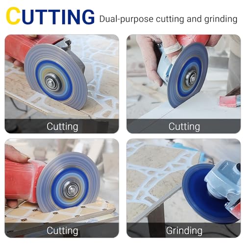 LOZLIN Diamond Blades 3-Pack 4.5" Diamond Angle Grinder Blade - Ultra-Thin Dry Cutting & Grinding Disc for Porcelain/Ceramic Tiles, Dual-Purpose Saw Blade