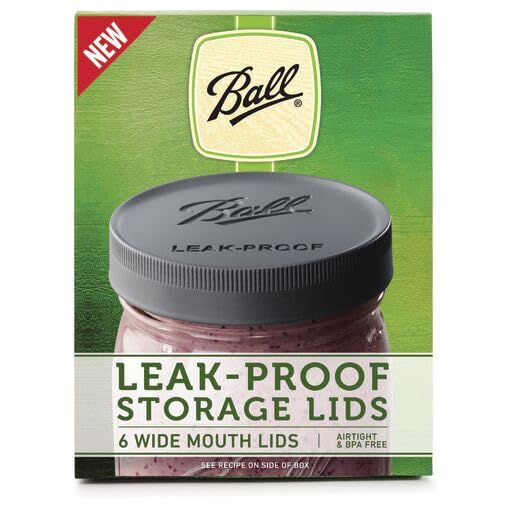 Ball Leak-Proof Plastic Lids for Glass Mason Jars, Used for Canning, Pickling, Juice, Jam, Jelly (Wide, 6 Count (Pack of 2)) 6 Count (Pack of 2) Wide