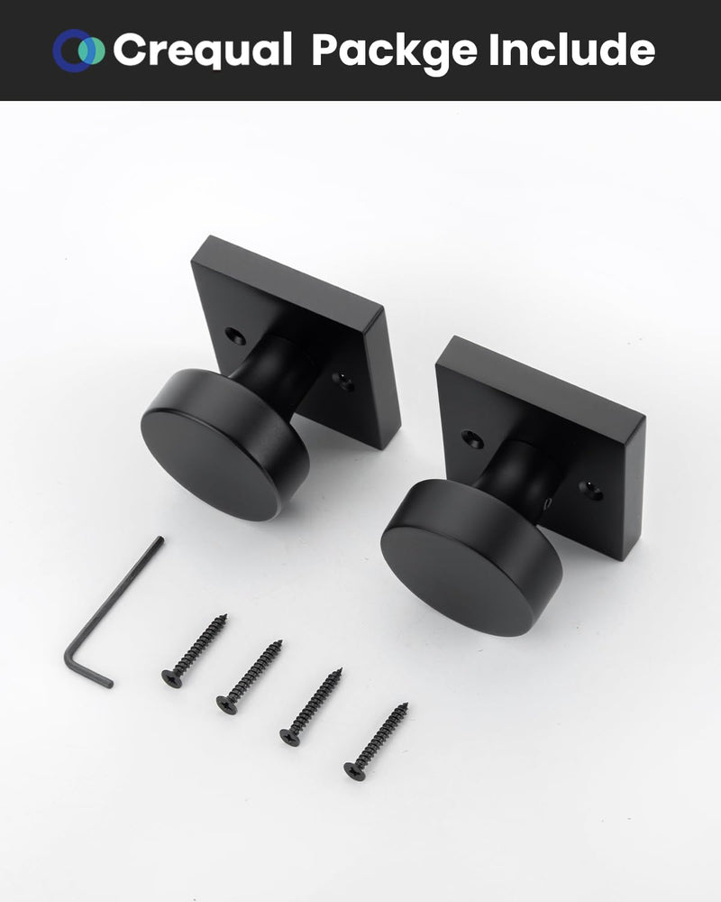 Black Dummy Door Knob, Heavy Duty Closet Door Knob, Square Individual Dummy Door Knob Single Side (2 Pieces/1 Pack) Black 1