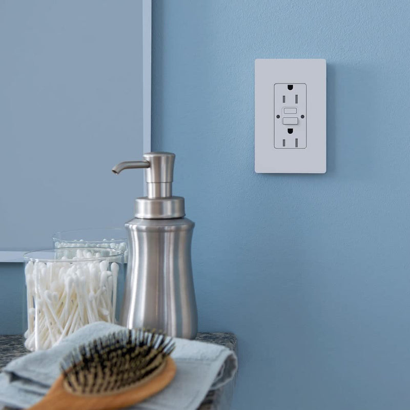 Lutron 15 Amp Tamper-Resistant GFCI Duplex Receptacle in Gray