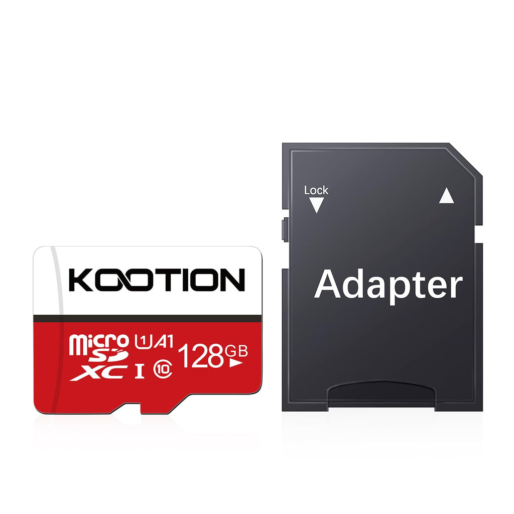 KOOTION 128GB MicroSDXC Memory Card, Class 10 Micro SD Card, U1, C10, High-Speed TF Flash Memory Card with Adapter 1-Pack