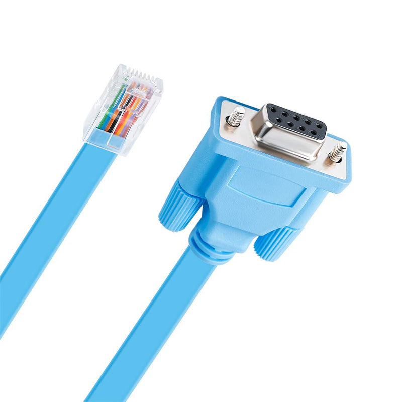 DTECH DB9 to RJ45 Console Cable Cisco Device Management Serial Adapter (6 Feet, Blue)