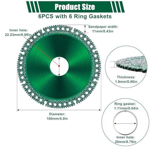 Indestructible Disc 2.0, 6 Packs 4 in Indestructible disc for Grinder, Indestructible Grinder Disc for Angle Grinder 7/8", Cutting Discs for Smooth Cutting, Chamfering, Grinding of Materials (6 Pack) 6 Pack