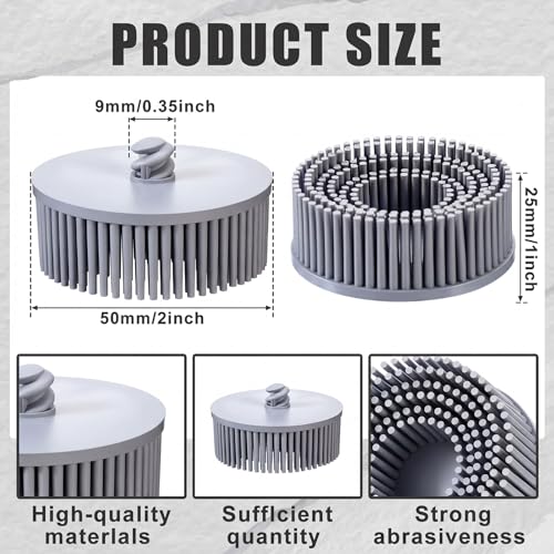 5 Pack Bristle Disc 2 Inch 120 Grit Bristle Abrasive Coating Removal Disc Quick Change for Metal Paint Stripping Deburring Paint Stripping Gray White