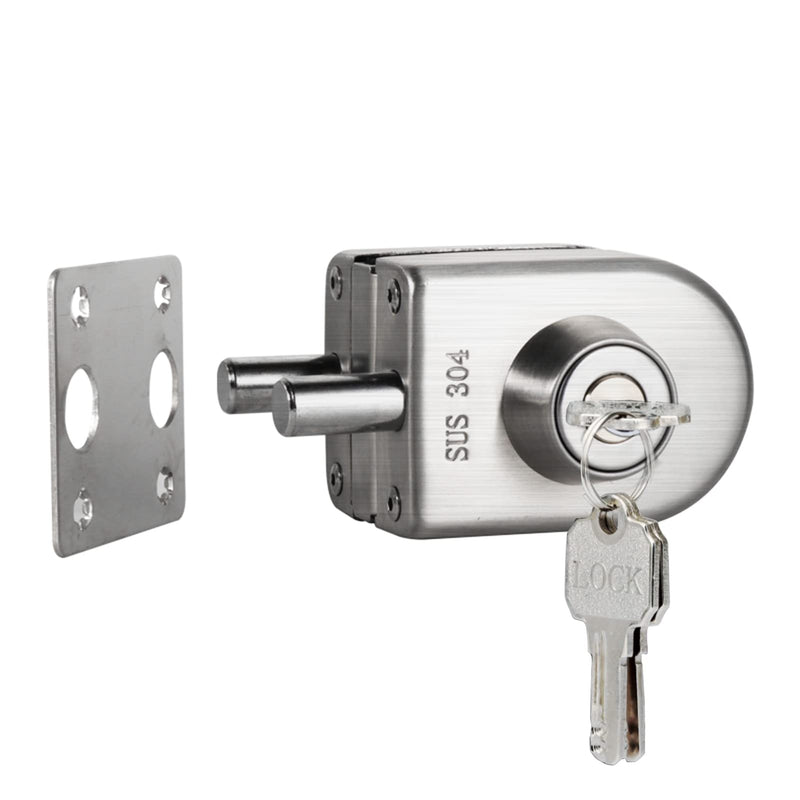 Fits on 1/2" Glass 0.39" -0.47"Glass Door Lock Stainless Steel Glass Door Lock Floor Latch Lock Bolt Ground Lock for Bathroom Toilet Shop Glass Doors (102-C) 102-C