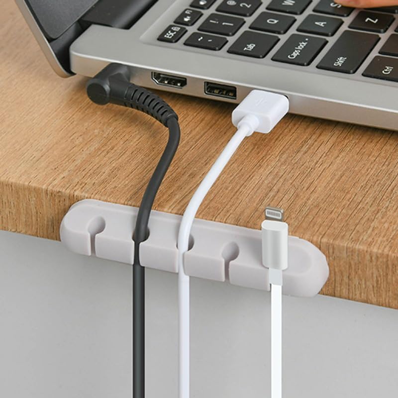 Cable Clips Organizer, Self-Adhesive Wire Holder, Flexible TPU, 3-Pack, for Desk Table Management