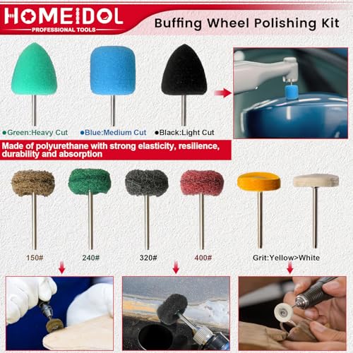 103PCS Polishing Kit for Dremel Buffing Wheels 1/8" Shank Polishing Bits 103PCS Buffing Wheels