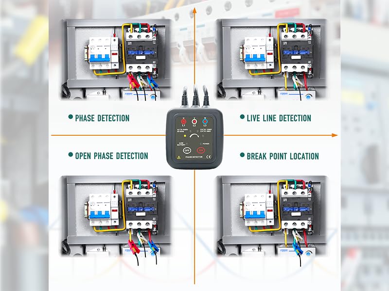 ETCR1000D Non-Contact Phase Sequence Tester, Phase Rotation Meter, AC 70-1000V, Wire Diameter 0.4-1.6 inch