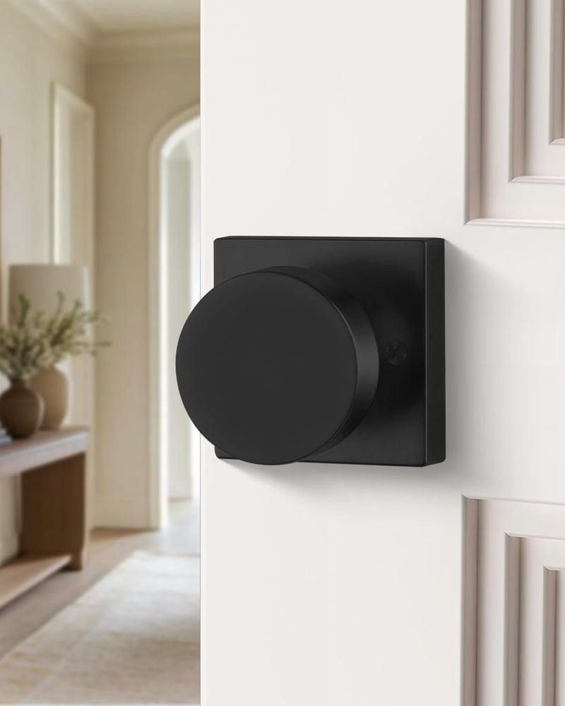 Black Dummy Door Knob, Heavy Duty Closet Door Knob, Square Individual Dummy Door Knob Single Side (2 Pieces/1 Pack) Black 1