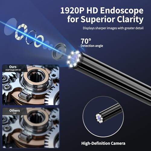 Endoscope Camera with Light, 1920P HD Borescope Inspection Camera 32.8ft Single Lens