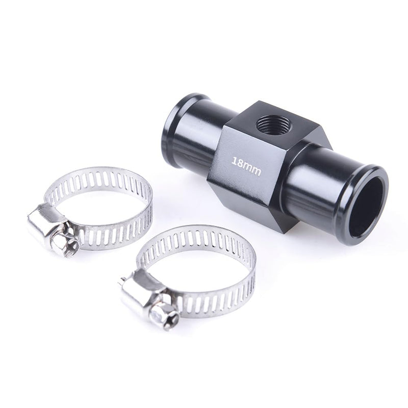 Aluminum Water Temp Joint Pipe Water Temp Meter Temperature Gauge Joint Pipe Radiator Sensor Adaptor Clamps Black 18mm